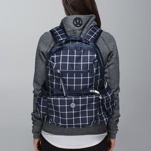 Lululemon Back to Class Backpack Pacfic Check Inkwell Ghost